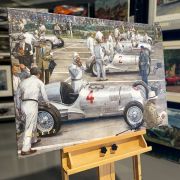 Mercedes Benz and Auto Union “Silver Arrows” at the Donington 1937 British Grand Prix fine art giclee by James Dietz