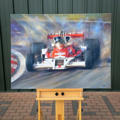 DEFENDING CHAMPION – James Hunt McLaren Tribute – Original Painting & Art Prints by Paul Dove