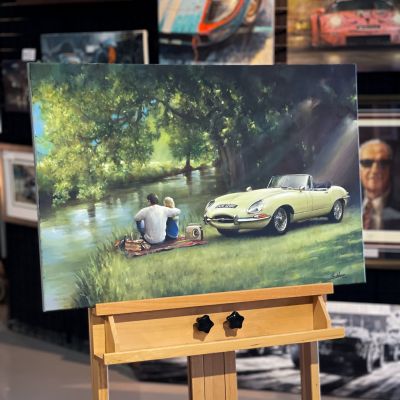 REFLECTIONS – Jaguar E-Type 4.2 Roadster – Original Painting & Art Prints by Paul Dove