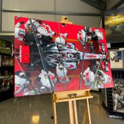 Jenson Button 2012 Vodafone McLaren Mercedes pit crew original painting by james stevens, framed at High Revs Studio