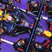 Max Verstappen and the Red Bull pit crew in 2019 Original Painting.