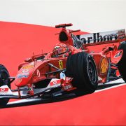 Michael Schumacher in his 2004 championship winning Ferrari Formula 1 car - original painting