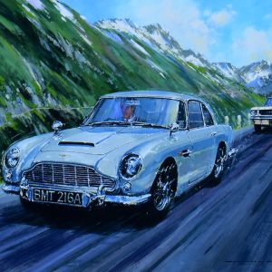 In Pursuit of Goldfinger – James Bond DB5 – Framed Print by Nicholas Watts