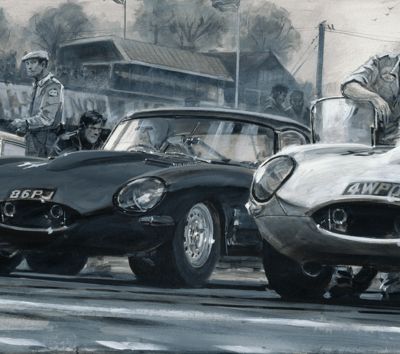 E-Types at Silverstone – Original Painting by Keith Burns