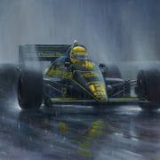 Ayrton Senna masters the wet conditions in his Lotus 97T at the Portuguese Grand Prix in 1985 to claim the first of his 41 Formula 1 Grand Prix victories.