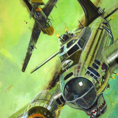 ONE MORE CLOSER TO HOME – WW2 B-17G vs Bf109 Art Prints by Keith Burns