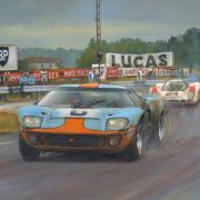 GT40 – Le Mans 1969, Jacky Ickx, Ford v Porsche – Original Painting by Paul Dove