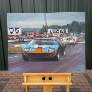 GT40 – Le Mans 1969, Jacky Ickx, Ford v Porsche – Original Painting by Paul Dove