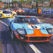 BLUE THUNDER – Le Mans 1969 Gulf-Ford GT40 Limited Art Prints by Nicholas Watts