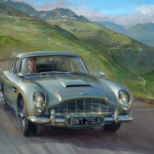 CHASING GOLD – James Bond Aston Martin DB5 – Original Painting by Paul Dove